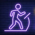 Gobo Projektion mit Fitness-Logo auf Boden im Studioeingang